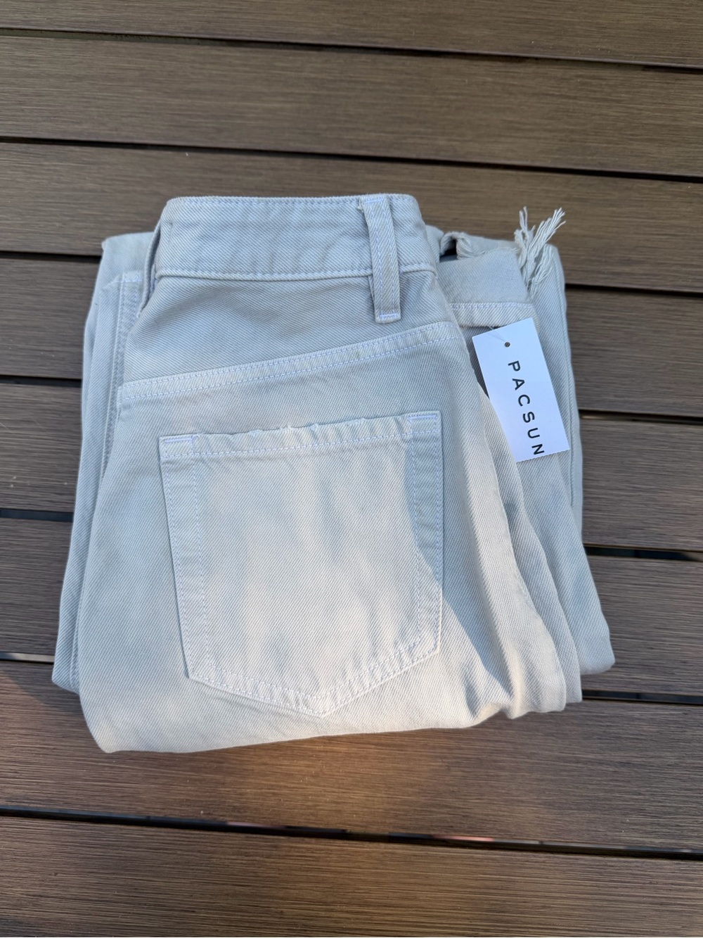 Pacsun Cream High Rise Distressed Straight Leg Ripped Jeans!